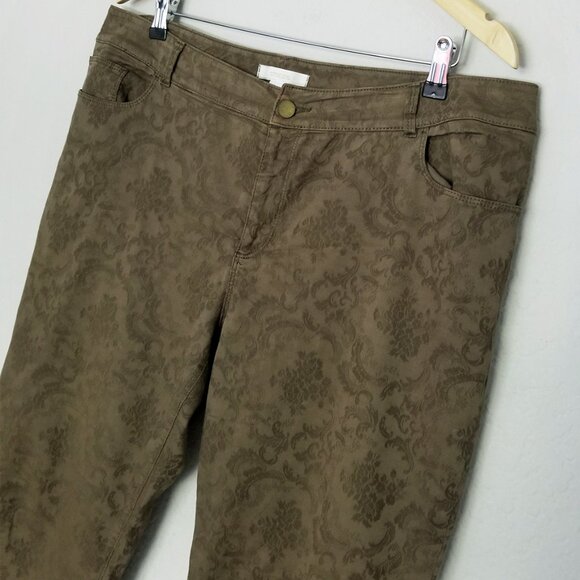 Chico's Jacquard 5 Pocket Ankle Pants in Sherwood Olive Women's 2.5 US 14 Green - Picture 5 of 16
